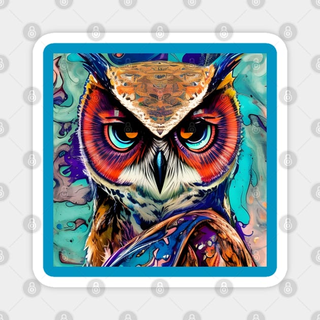 Graphic Novel Comic Book Art Style Owl Magnet by Chance Two Designs