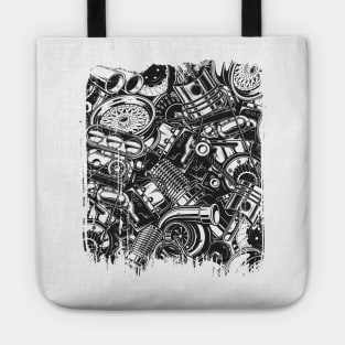 Car Parts Collage Design Tote