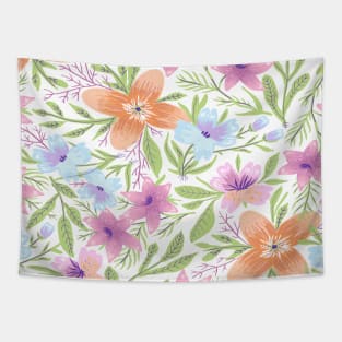 Pink and Orange Floral Pattern Tapestry