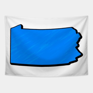 Bright Blue Pennsylvania Outline Tapestry