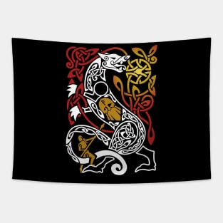 Fenrir at Ragnarok Norse Mythology Design Tapestry