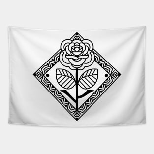 Line Art Rose 2 (Black) Tapestry