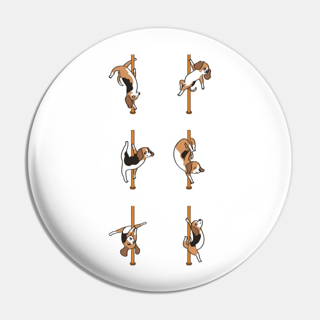 Beagle Pole Dancing CLub Pin by huebucket