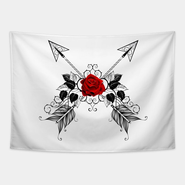 Black Arrows with Red Roses Tapestry by Blackmoon9