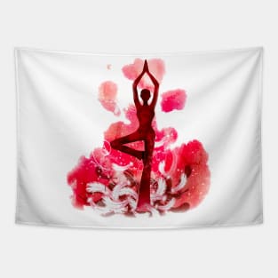 Yoga red Tapestry