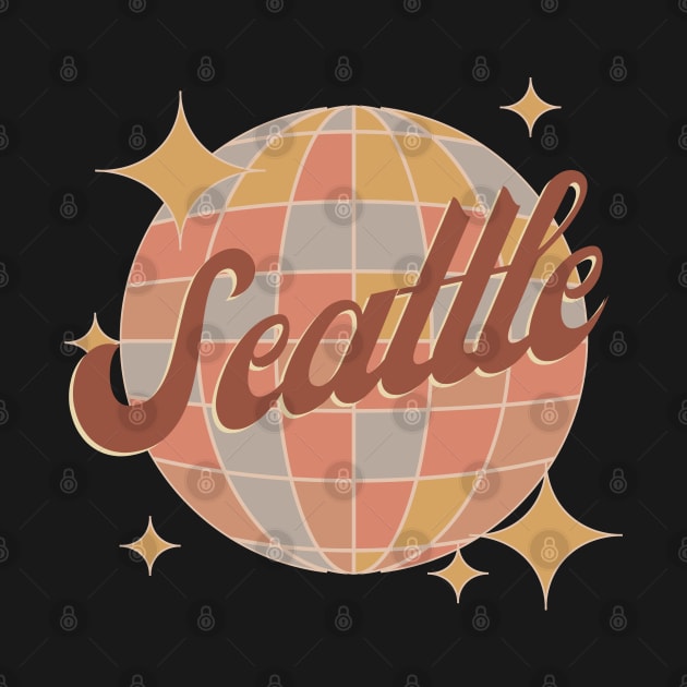 Seattle City Disco ball Retro Vintage Style by Bailamor