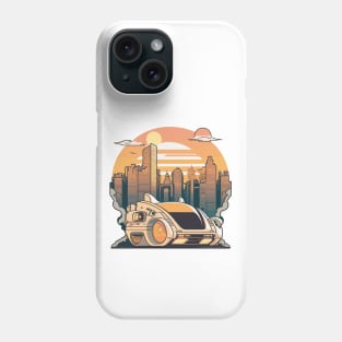 Futuristic Car Infront Of A Futuristic Mega City Phone Case