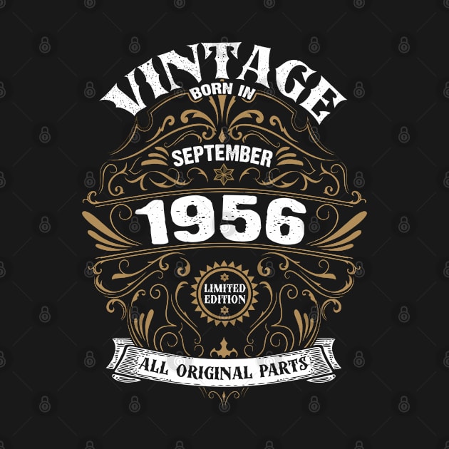 Born in September 1956 Birthday Vintage by DARSHIRTS