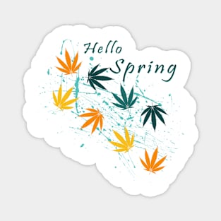 Hello Spring - Springtime Leafy Pattern Magnet