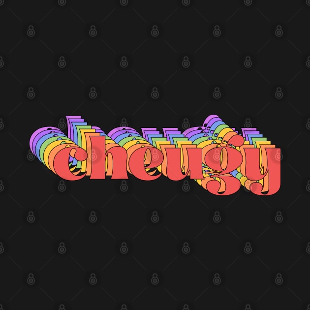 Slang meme: cheugy (bright rainbow repeated letters) by PlanetSnark