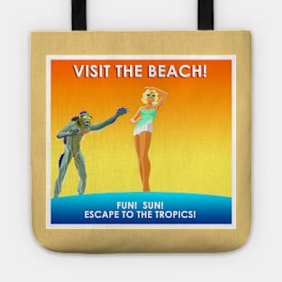 Satire Beach Poster Tote