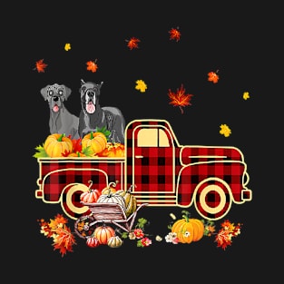 Great Dane Pumpkin Truck Fall Leaf Thanksgiving Halloween T-Shirt