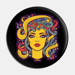 Plastic Macaroni Boho Trippy Hippy Rotelle Pin