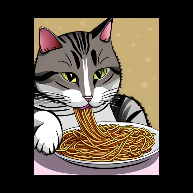 Cat Eating Spaghetti by FlitStudio