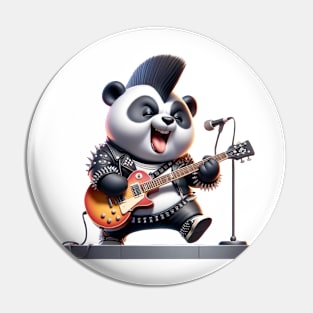 Punk Rock Panda - Electric Riffs - Hardcore Panda Musician Tee Pin