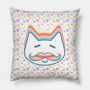 Cat with Mustache Pillow