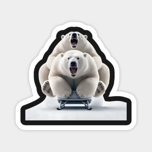 Polar bear Steve and friend in a bobsled Magnet