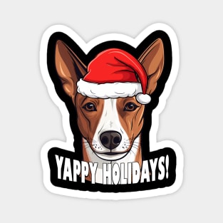 Basenji Christmas Gift Yappy Holidays Santa Dog Magnet