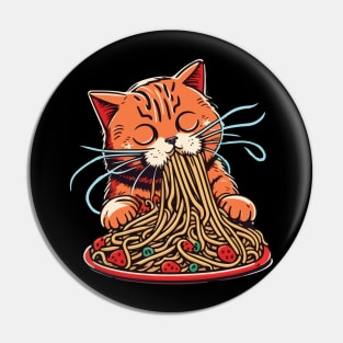 Cat Eating Spaghetti Pin