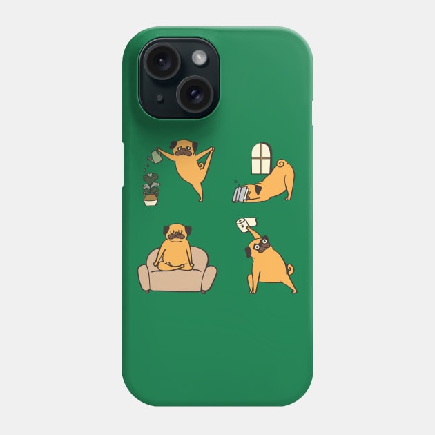 Pug Yoga at Home Phone Case by huebucket