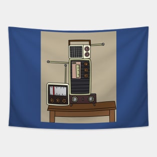 Old Colorful Stylish Retro Music Radios Tapestry