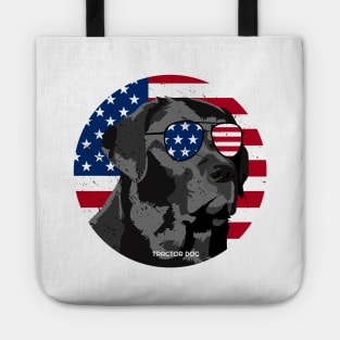 Dog American Flag with American Flag Glasses Tote