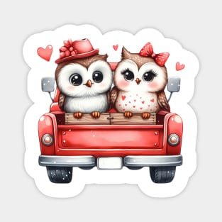 Valentine Owl Couple Sitting On Truck Magnet