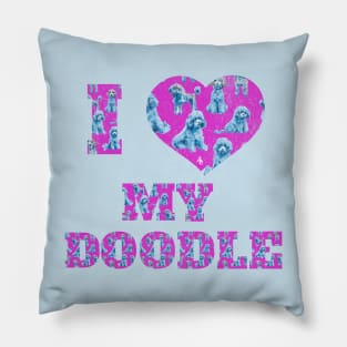 I Love My Doodle Puppy Dog Pillow