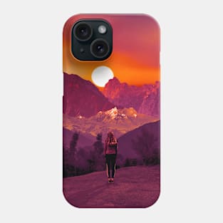 A girl stands on a hill and looks at the Beautiful sky Phone Case