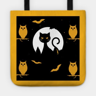 a cat and an owl midnight Tote