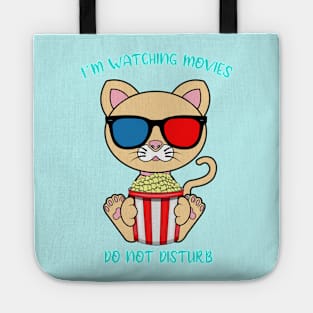 I am watching movies, cute cat Tote