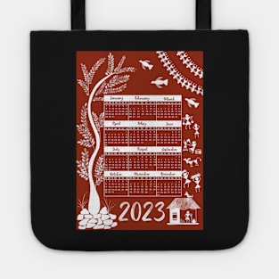 2023 Indian calendar, folk art, calendar, Warli art calendar Tote