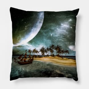 Wonderful tropical island in the night Pillow