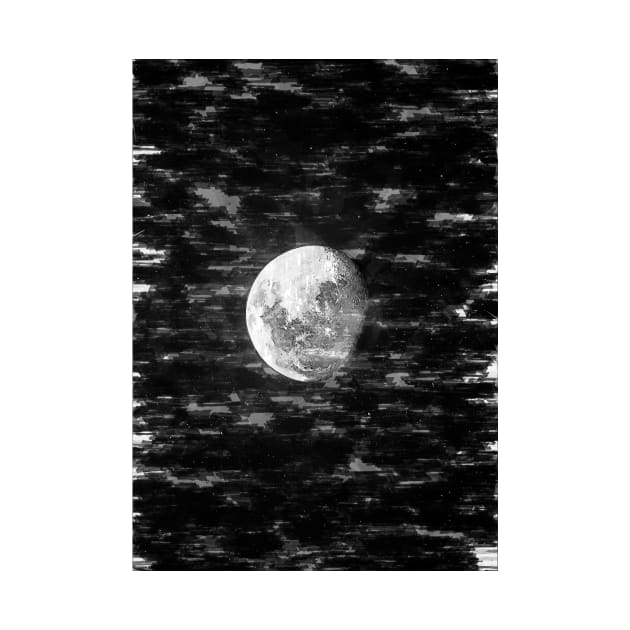 Partial Moon In The Night Sky Monochrome. For Moon Lovers. by ColortrixArt