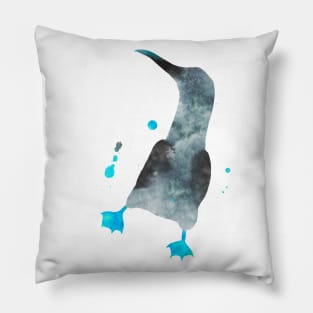 Blue Footed Booby Watercolor Painting Pillow