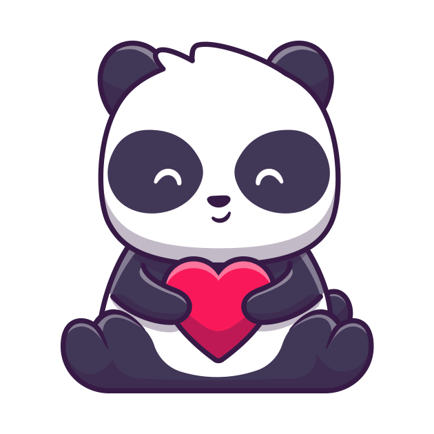 Cute panda sitting and holding love by Catalyst Labs