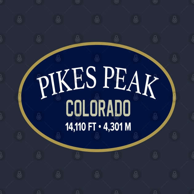 Pikes Peak Colorado Retro Blue Oval by TGKelly