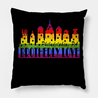 Brotherly Love Philadelphia City Skyline Rainbow Philly Liberty Bell Pillow