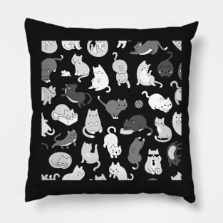 Cute Cats Pattern Illustration Pillow