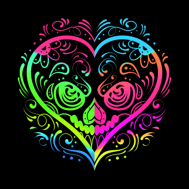 Heart Shaped Sugar Skull Painting For Day Of The Dead by SinBle