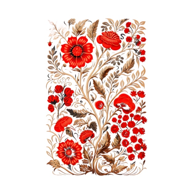 Red and Gold Flower Design by Mistywisp