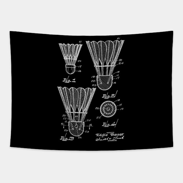 Badminton Vintage Patent Drawing Tapestry by TheYoungDesigns