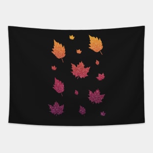 Purple Red Orange Ombre Faux Glitter Autumn Fall Leaves Tapestry