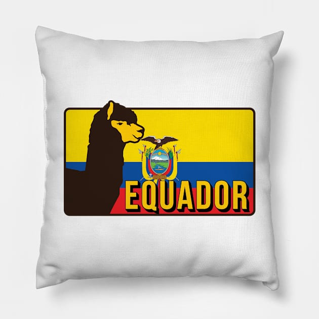 Ecuador Flag Alpaca Ecuadorian Quito South America Andes Condor Pillow by Shirtsurf