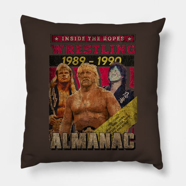 Ropes Wrestling Almanac 1989 Pillow by vintage.artillustrator