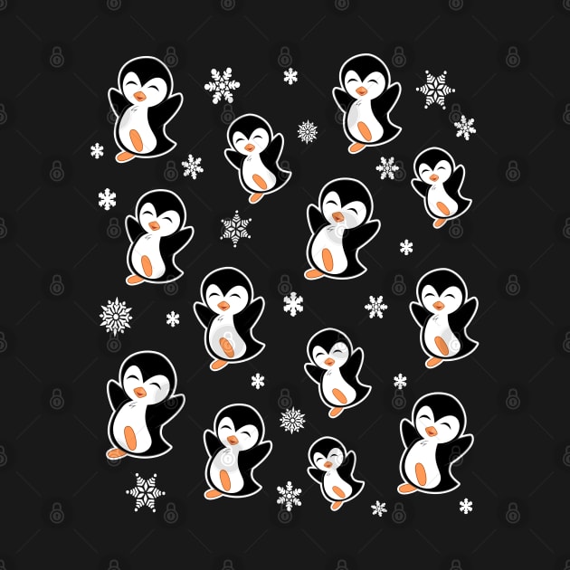 Cute Penguins and Snowflakes by LunaMay