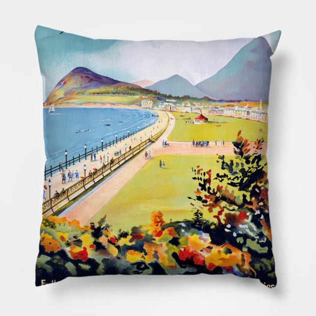 Vintage Travel Poster Ireland Bray for better holidays Pillow by vintagetreasure