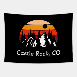 Retro Castle Rock Colorado Sunset and Mountains Tapestry