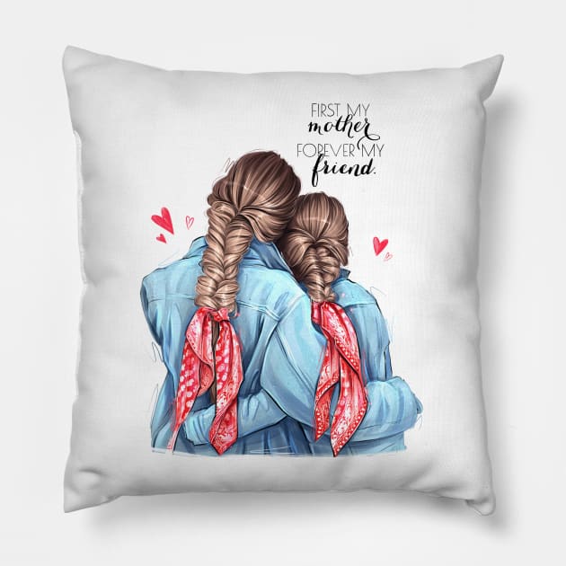 First My Mother, Forever My Friend Pillow by AllessyArt 