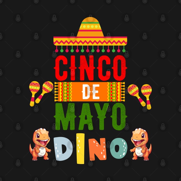 "Let's Fiesta" Cinco de Mayo Dino T-Shirt by AIEvolution